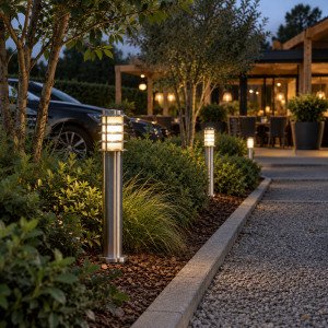 Éclairage extérieur lot de 3 bornes lumineuses Soll 2 acier inoxydable