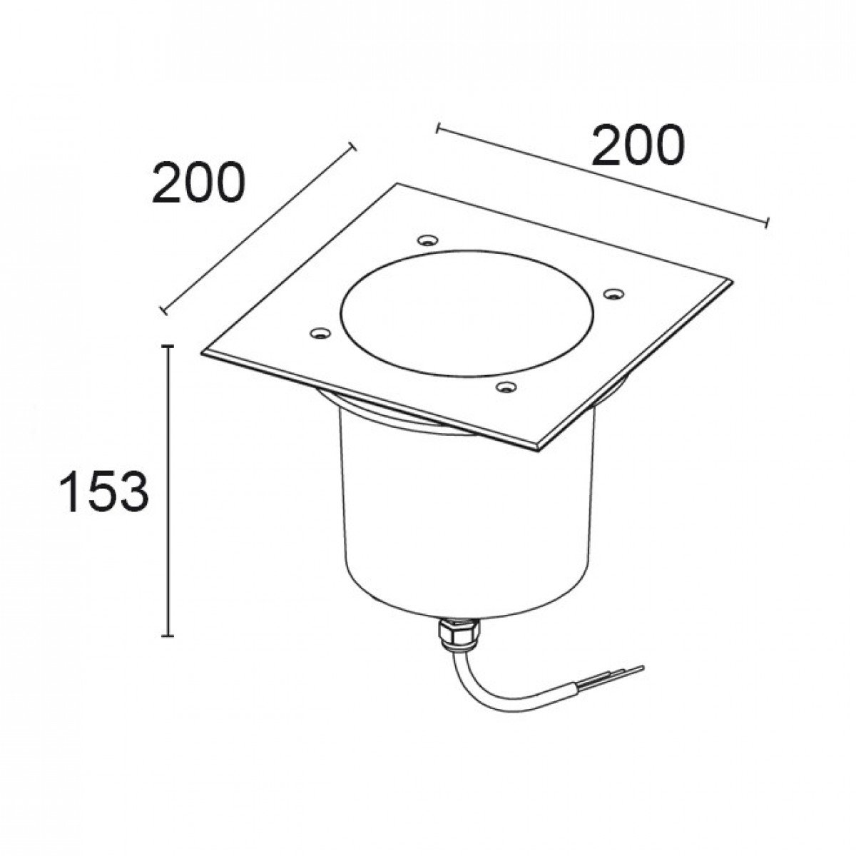 Spot au sol encastrable extérieur Plus (7062) Ø20 avec LED, carré KS Lighting