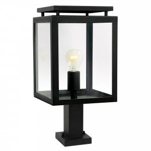 Potelet extérieur De Vecht noire, lampe d'extérieur, De Vecht de la marque KS Lighting, stylée, épurée, éclairage moderne, pour l'extérieur