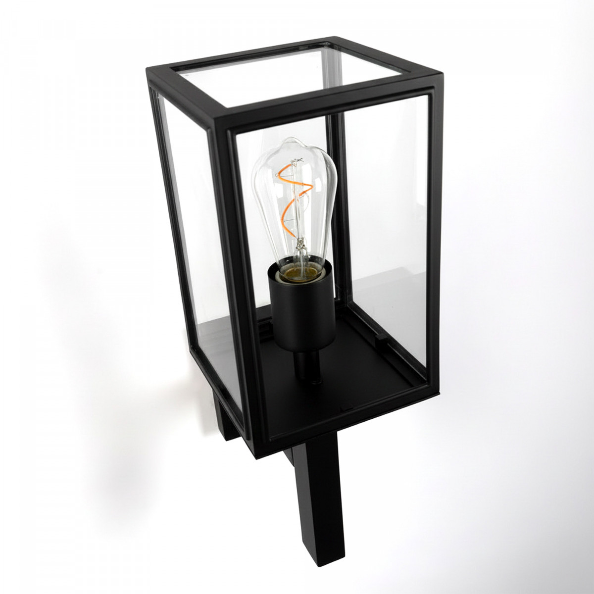 Applique d'extérieur noire, Bilthoven, épurée, classique, faite à la main chez KS Lighting, boîtier design 