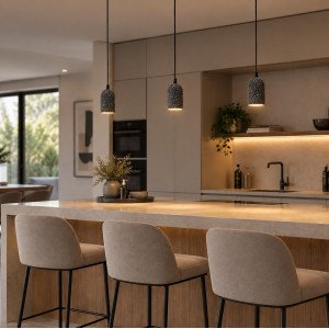 Lot de 3 Éclairage intérieur en marbre suspension Egg noire