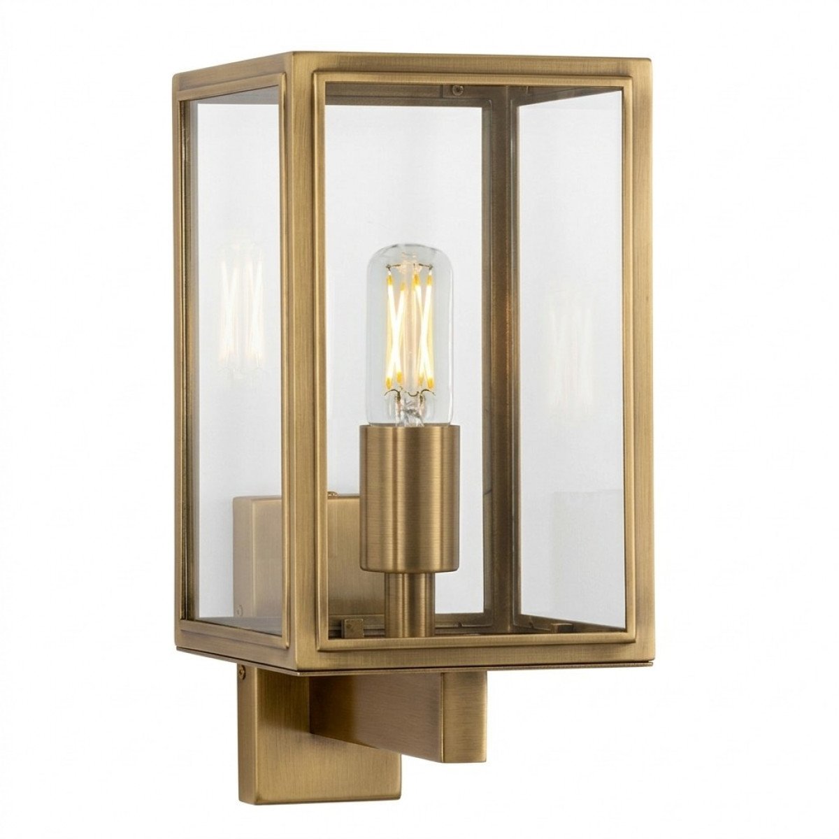 Lampe extérieure moderne en laiton avec vitrage clair, éclairage mural extérieur