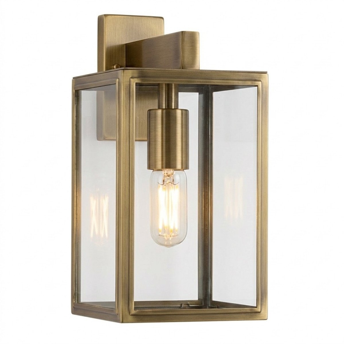 Lampe extérieure moderne en laiton avec vitrage clair, éclairage mural extérieur