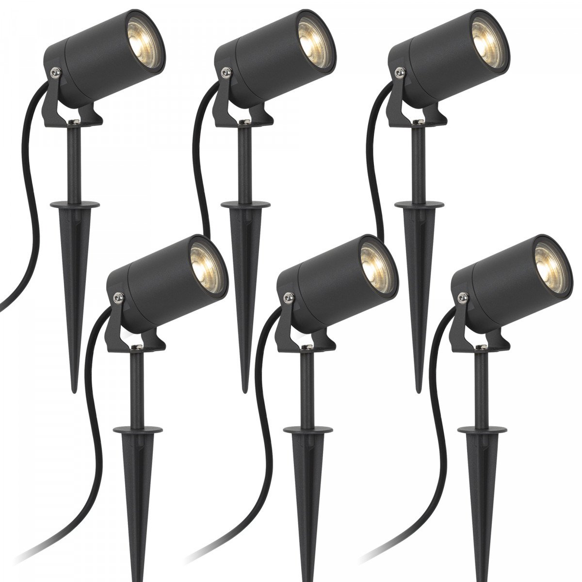 Set de 6 spots de jardin LED Stark Anthracite de KS Lighting