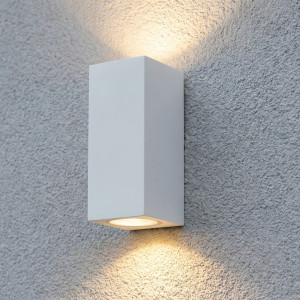 Applique extérieur  Geo up & downlighter, 2 faisceaux de lumière, aluminium finition tendance blanche, moderne pour dedans et dehors de la marque KS Lighting.  