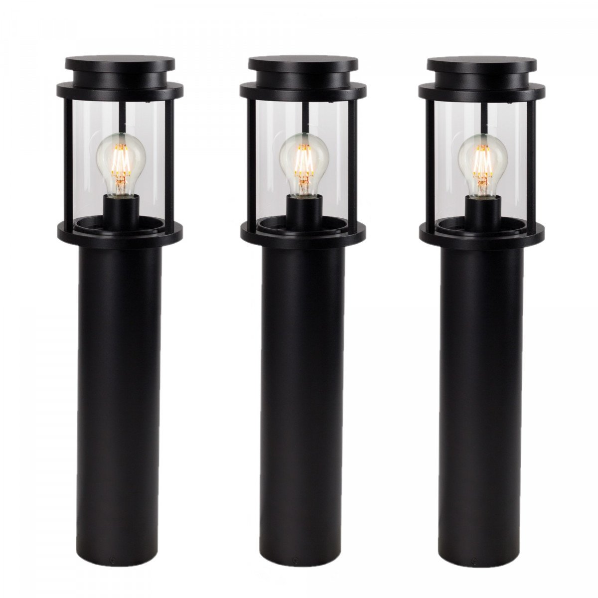Lampe de jardin ronde noire au design épuré E27