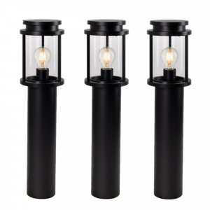 Lampe de jardin ronde noire au design épuré E27