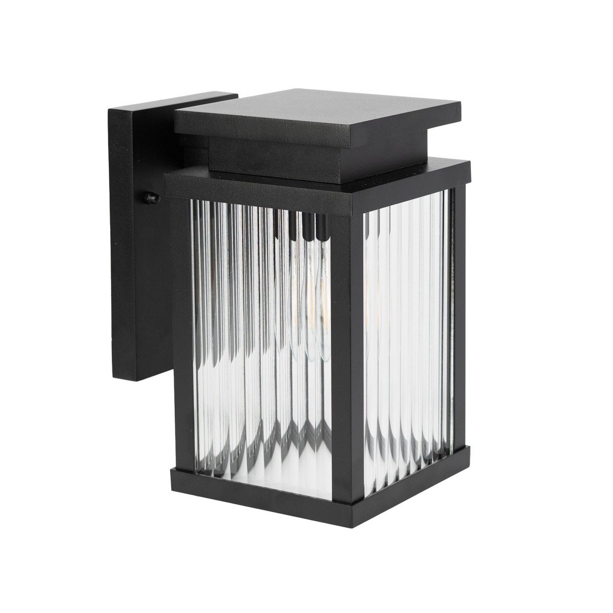 Lampe extérieure Ripley applique murale noire verre strié