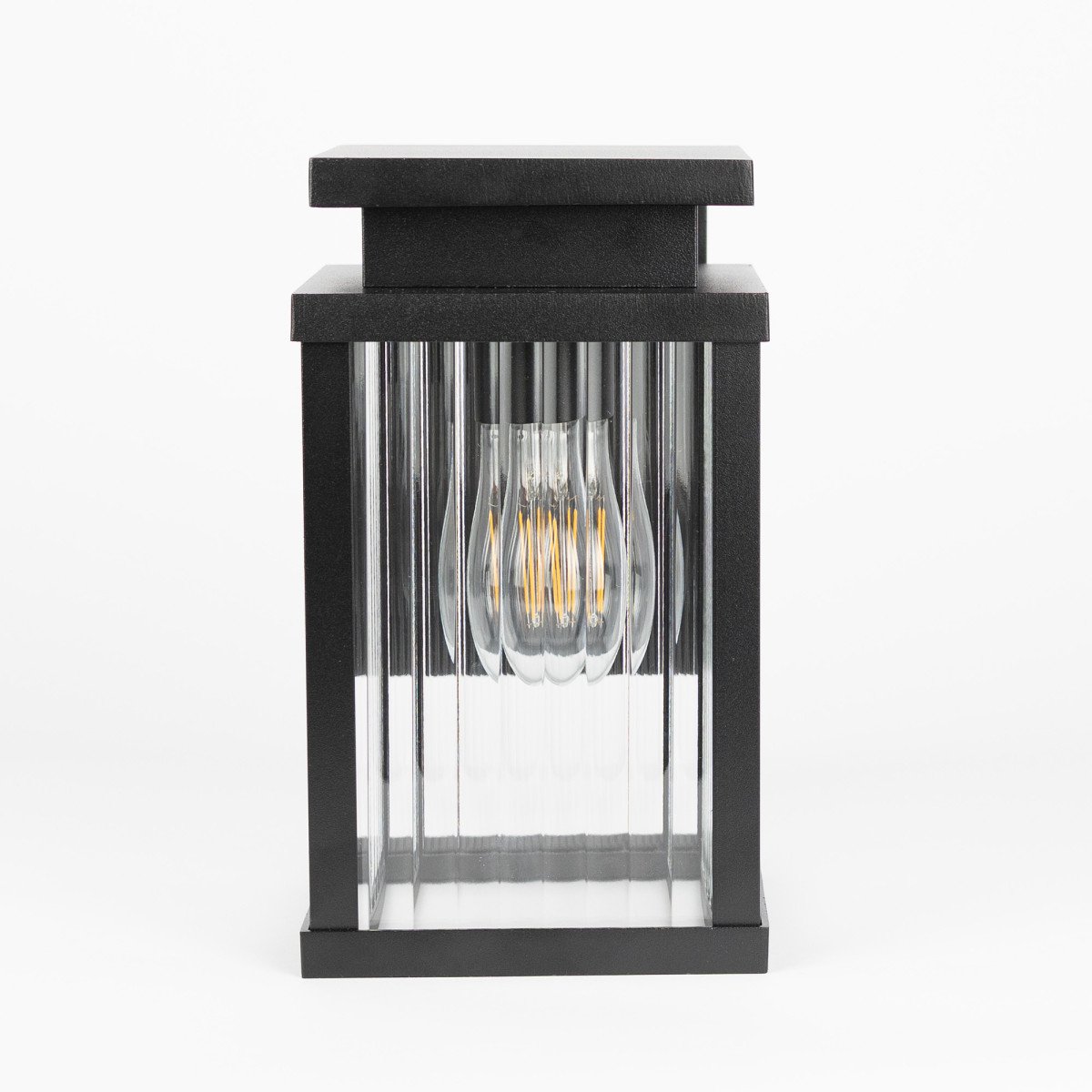 Lampe extérieure Ripley applique murale noire verre strié