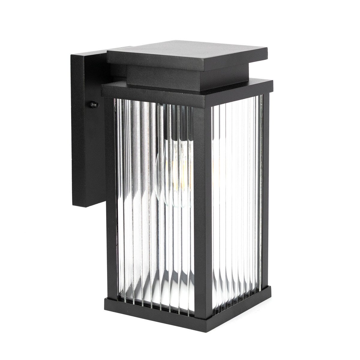 Lampe extérieure Ripley applique murale noire verre strié