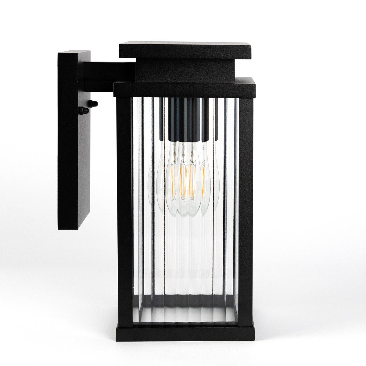 Lampe extérieure Ripley applique murale noire verre strié
