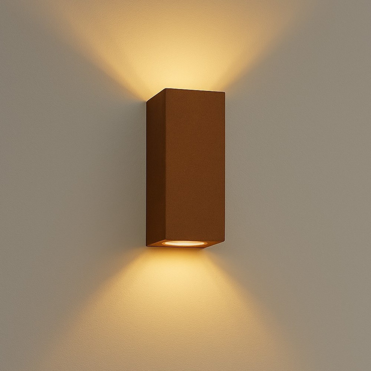 Buitenverlichting Geo up en down wandlamp in moderne stijl en corten kleur