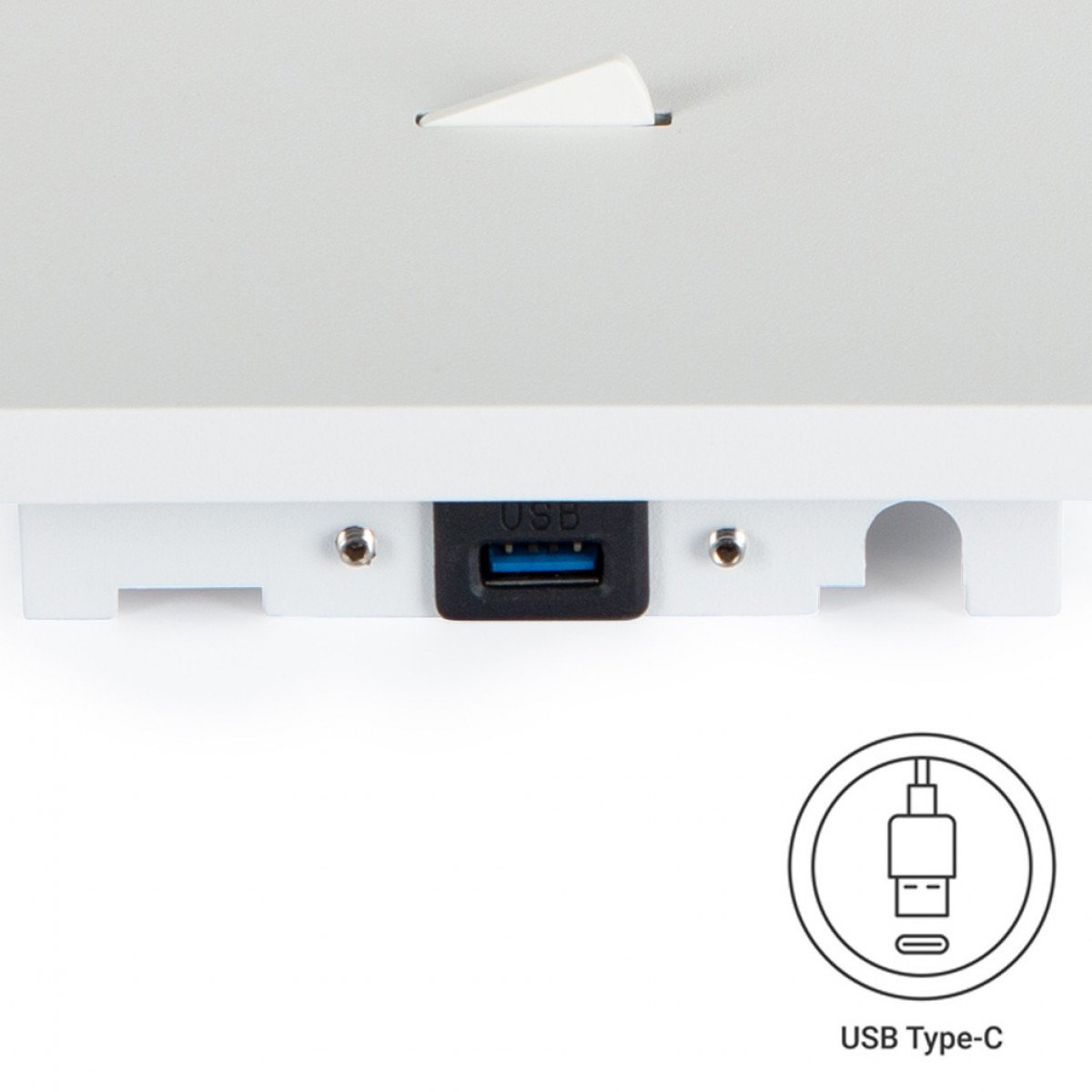 Spot mural de style moderne Mila de couleur blanche avec ports USB et interrupteur