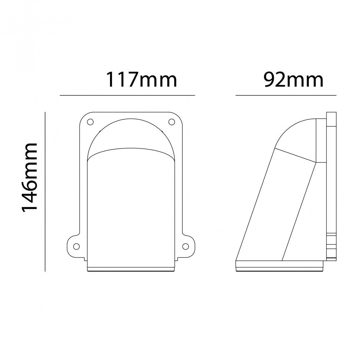 applique extérieure en aluminium noir avec des formes rondes et un design moderne