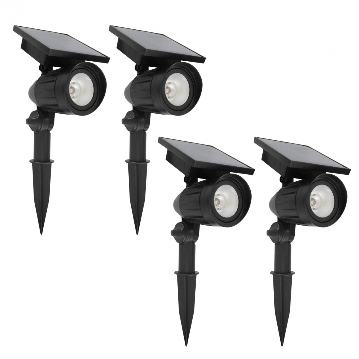 4x Solar LED Spot de jardin Noir