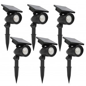 6x Solaires LED Spot de jardin Noir