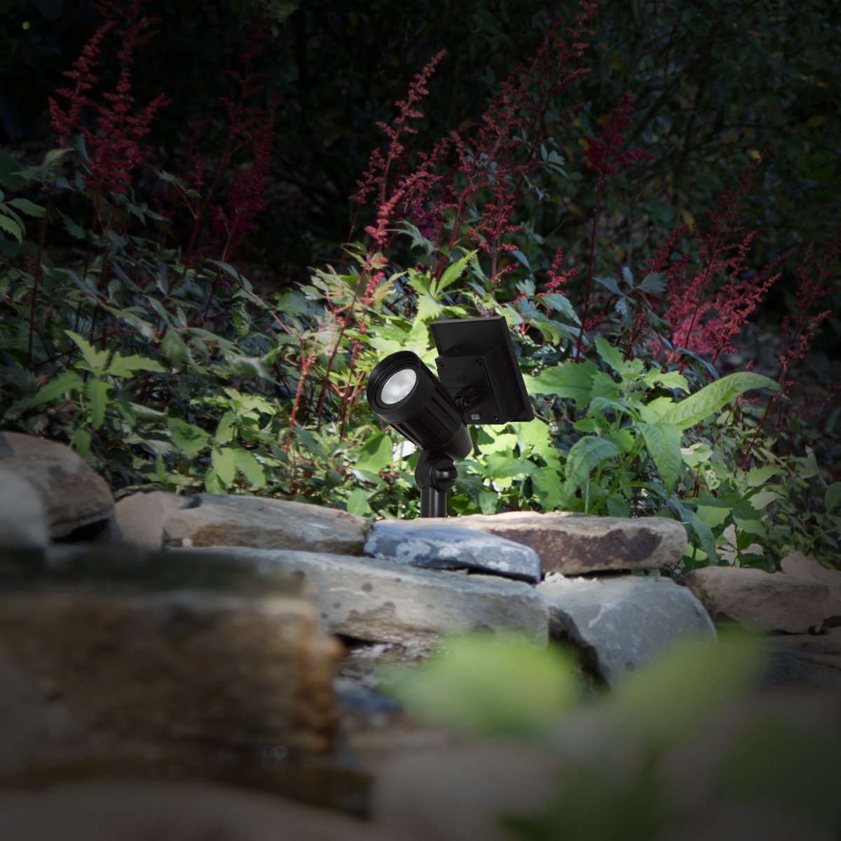 4x Solar LED Spot de jardin Noir