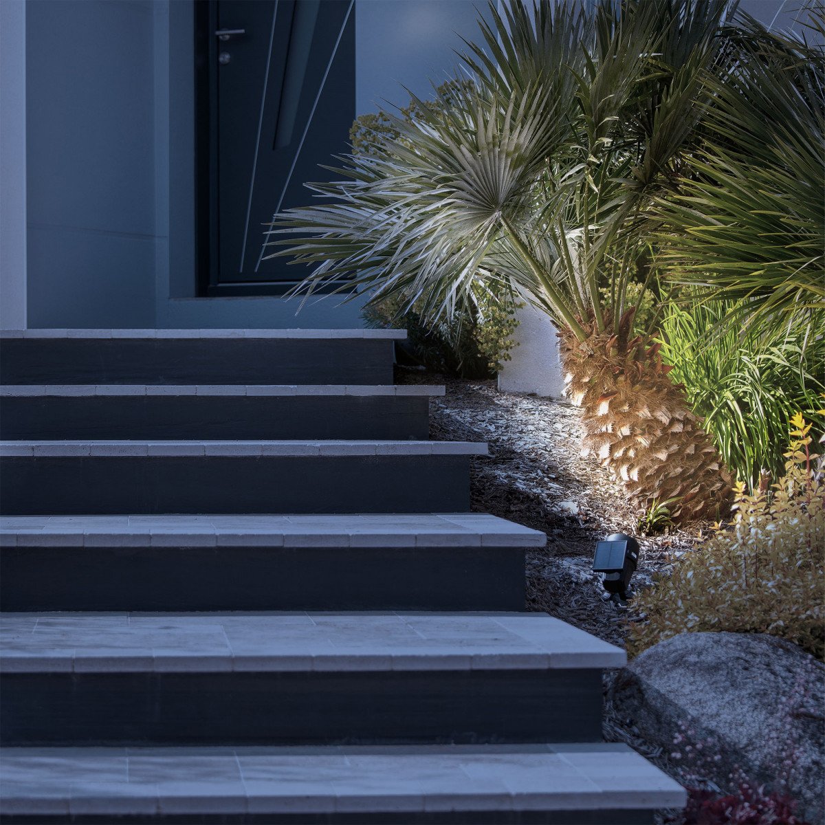 6x Solar LED Spot de jardin Noir