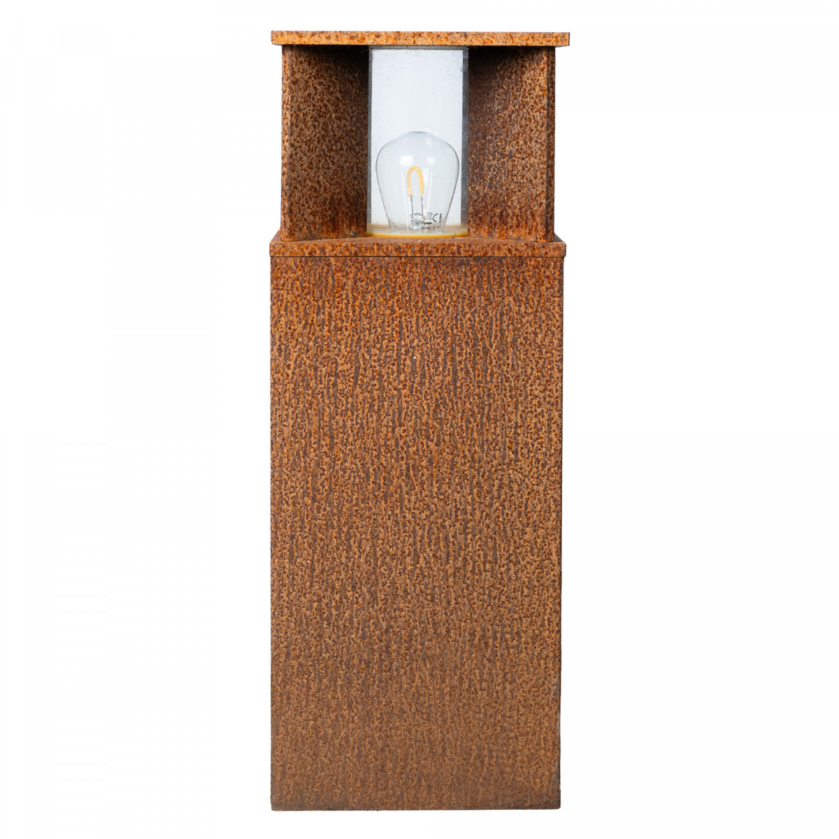 Robuste lampe de jardin carrée en acier corten brun en verre fenêtre lampe d'extérieur.