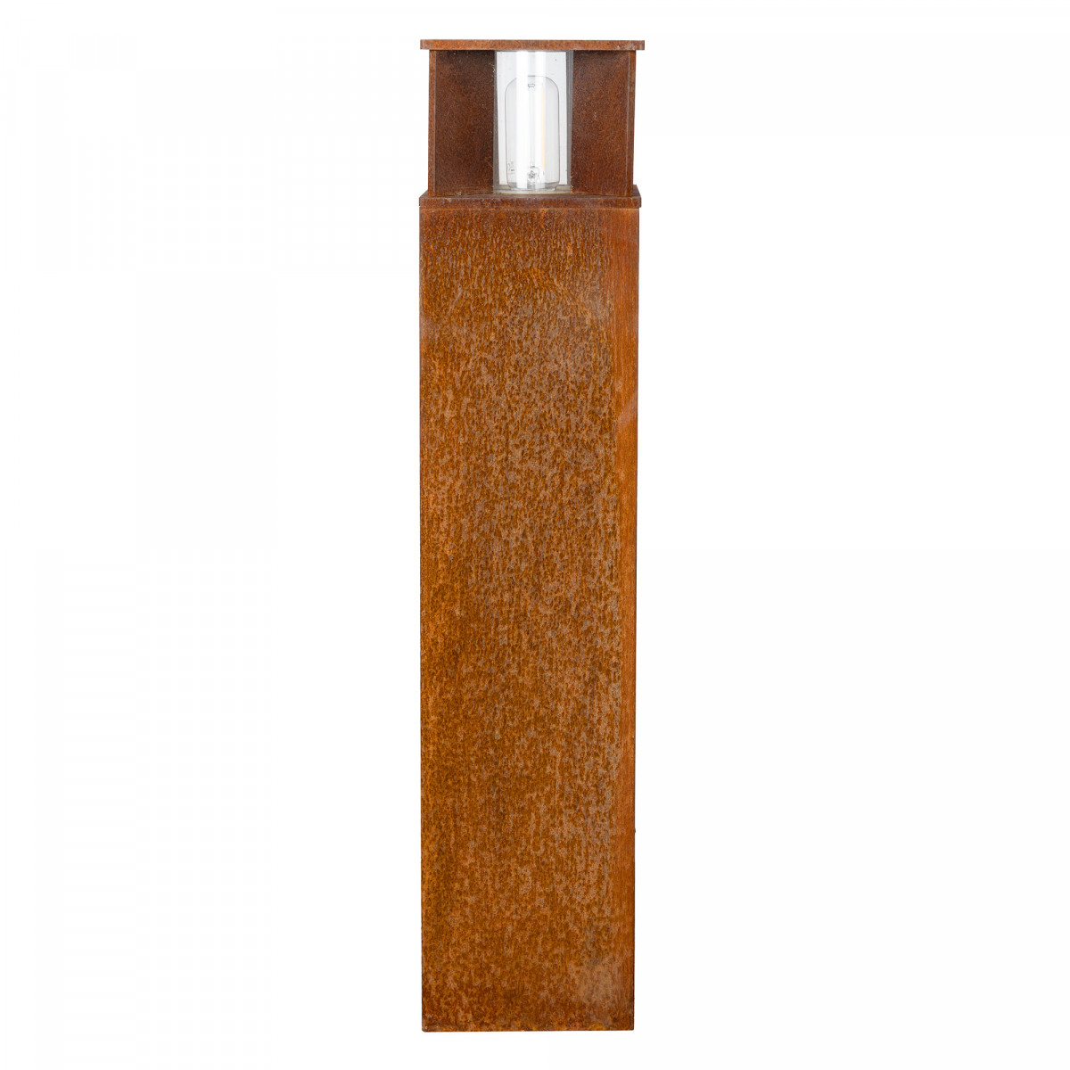 Robuste lampe de jardin carrée en acier corten brun en verre fenêtre lampe d'extérieur.