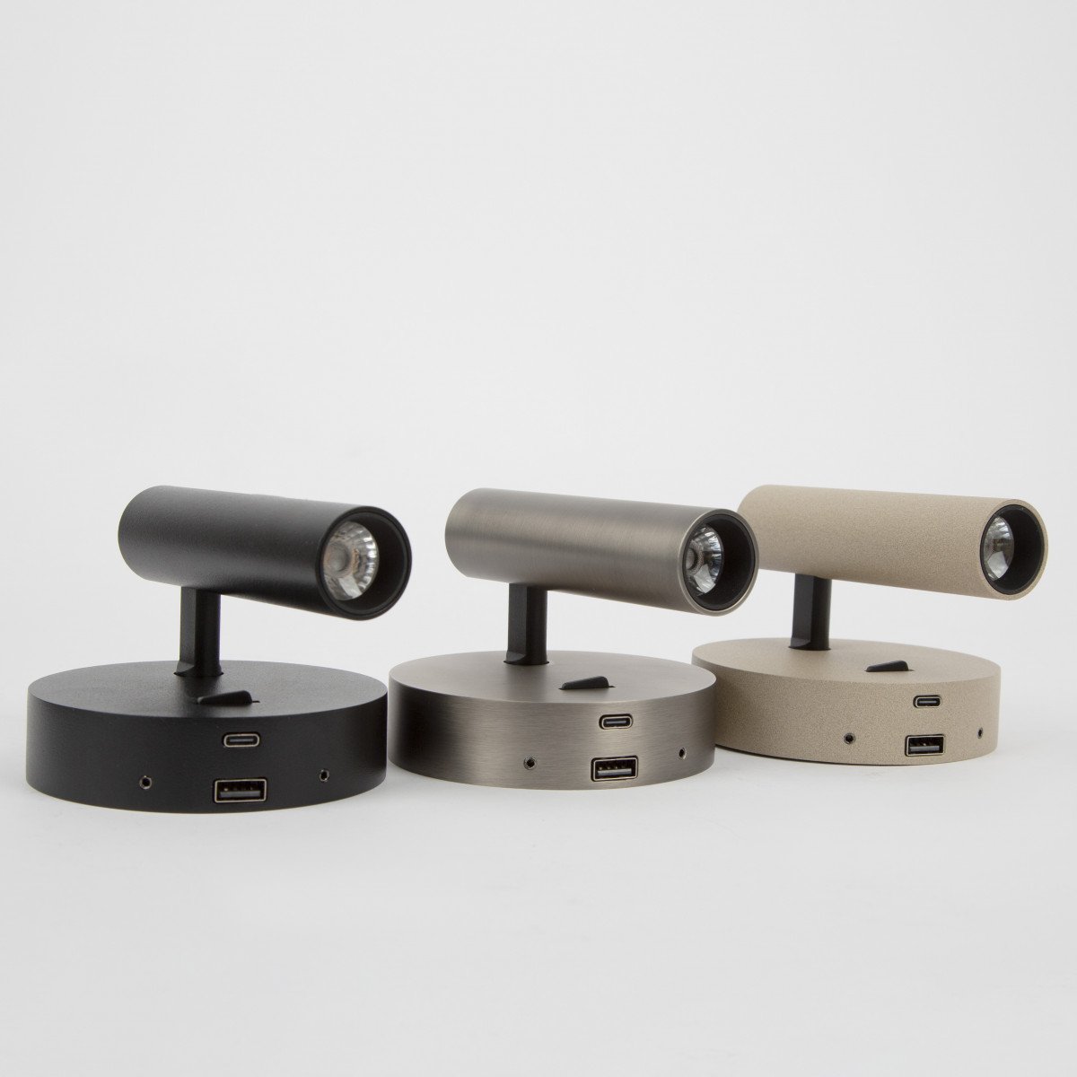 Spot mural champagne aluminium directionnel USB