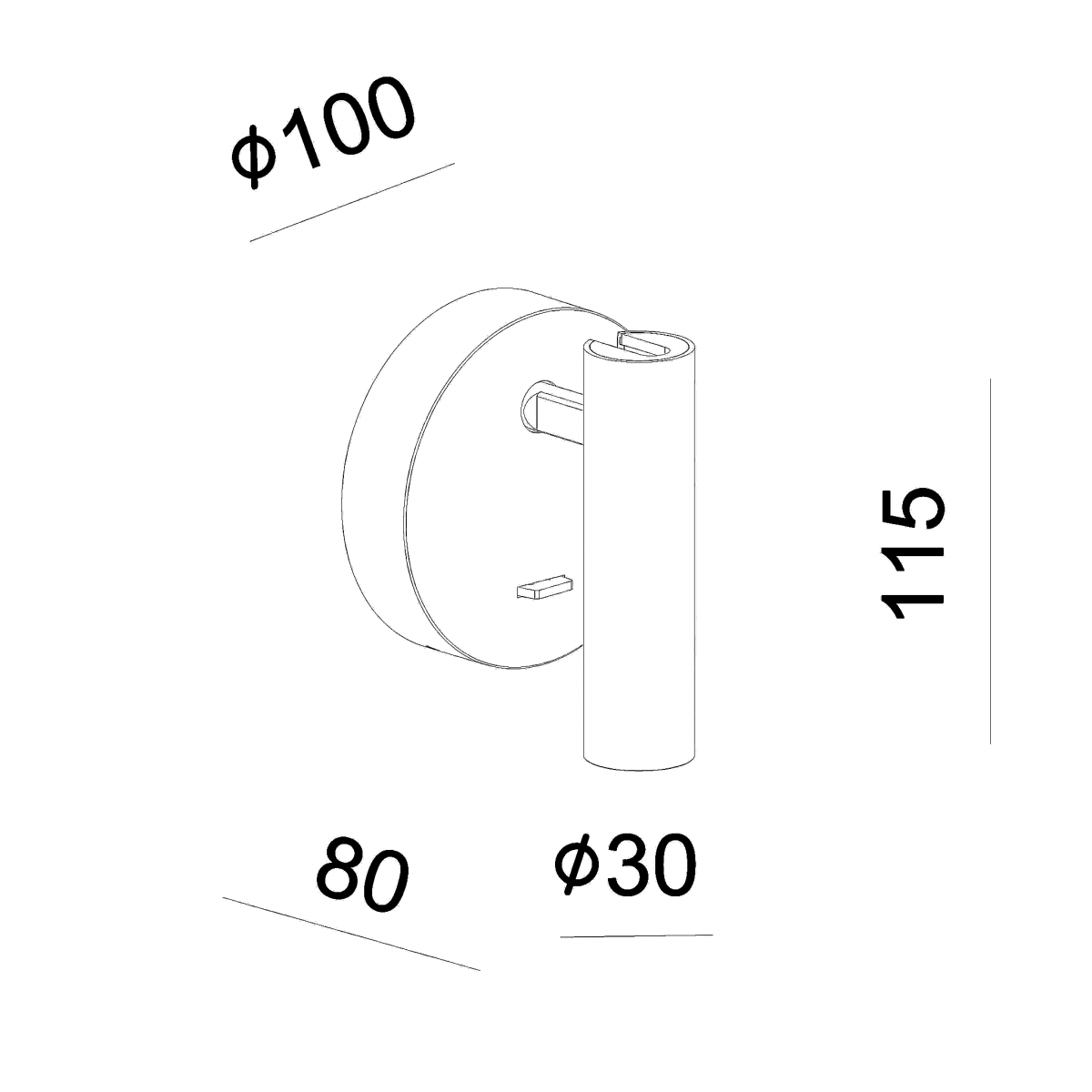 Spot mural noir aluminium directionnel USB