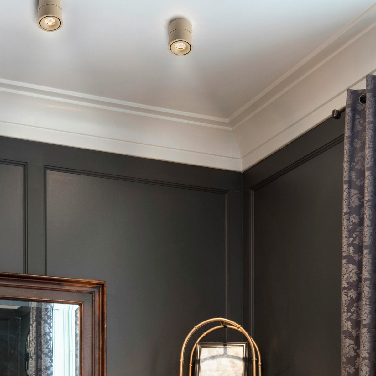 Spot de plafond rond, compact et luxueux couleur champagne