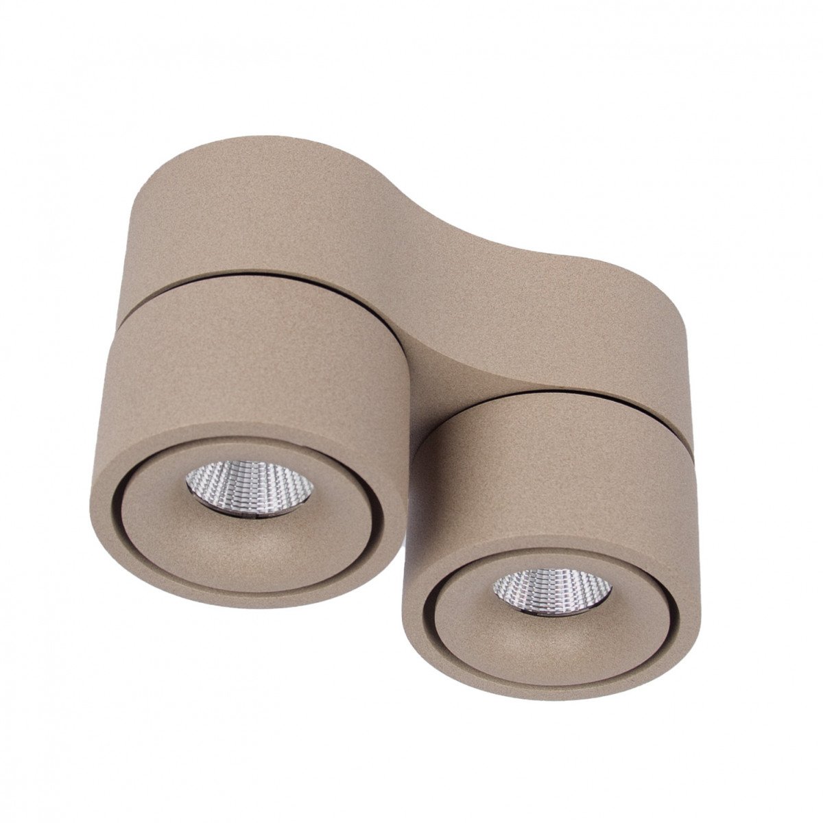 Plafonnier champagne avec 2 spots en saillie Ole 2 orientables | Nostalux.fr