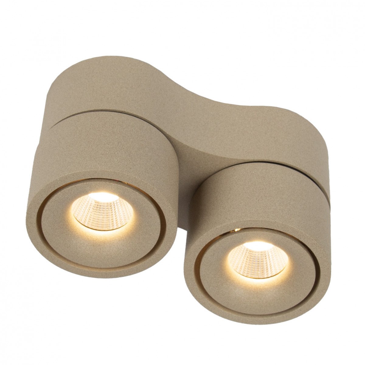 Plafonnier champagne avec 2 spots en saillie Ole 2 orientables | Nostalux.fr