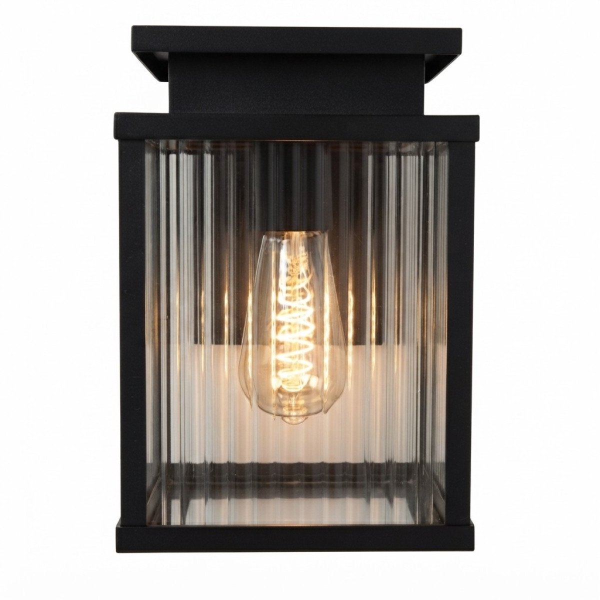 Applique murale Leicester 2 noire moderne verre strié noir E27