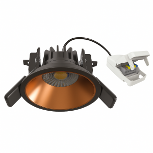Spot encastré noir Ivar anneau cuivre LED dimmable