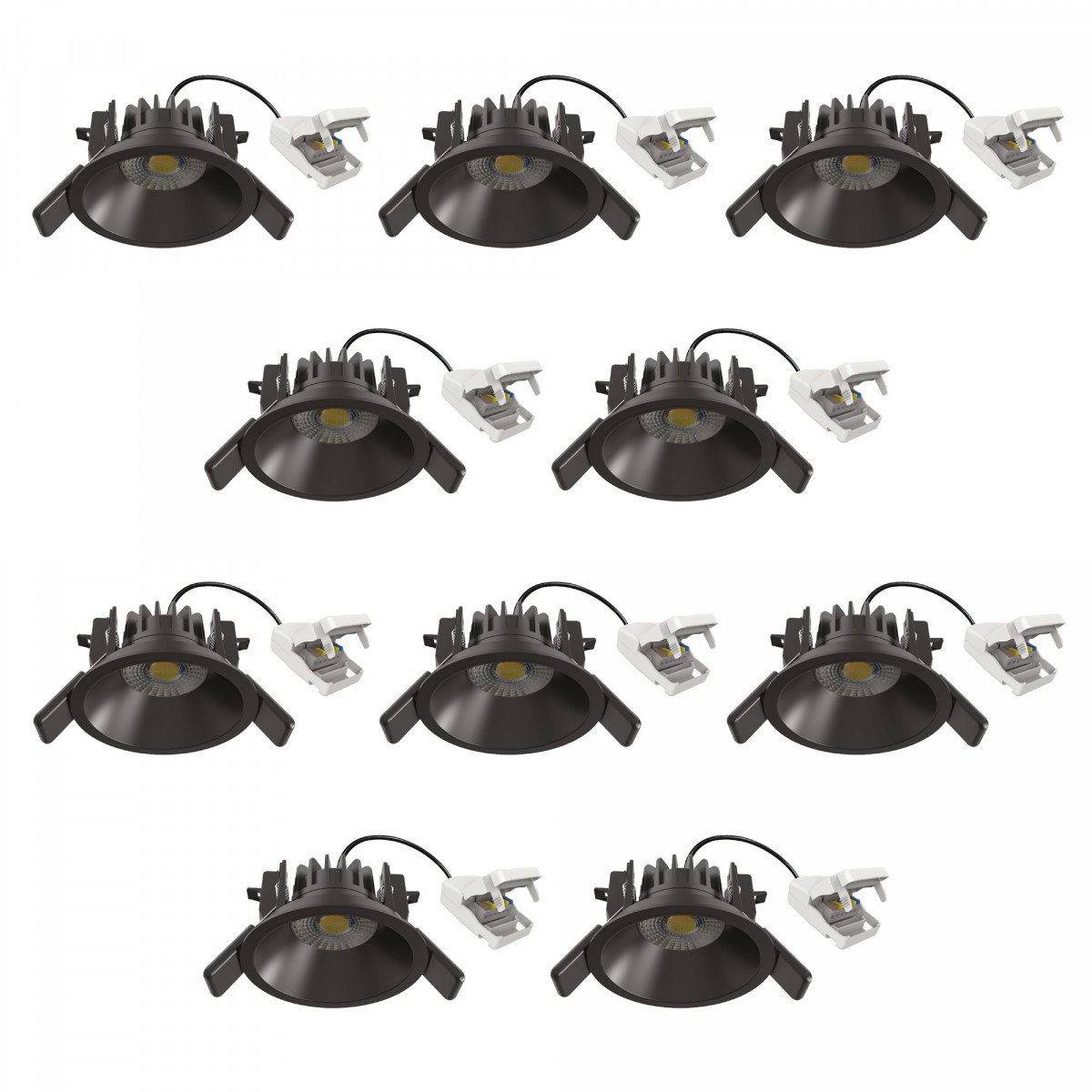 Spot encastré rond plafond Ivar noir dimmable 90mm
