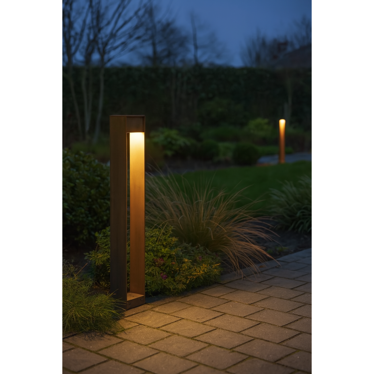 Lampe de jardin en acier Corten – carrée – moderne – GU10