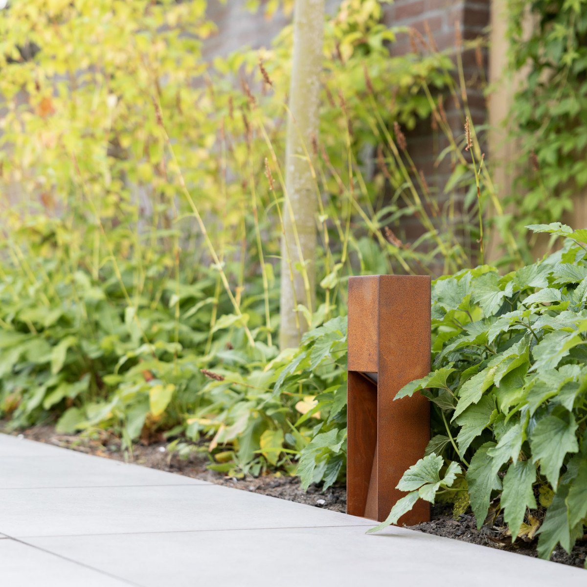 Lampe de jardin – acier Corten – carrée – moderne – GU10