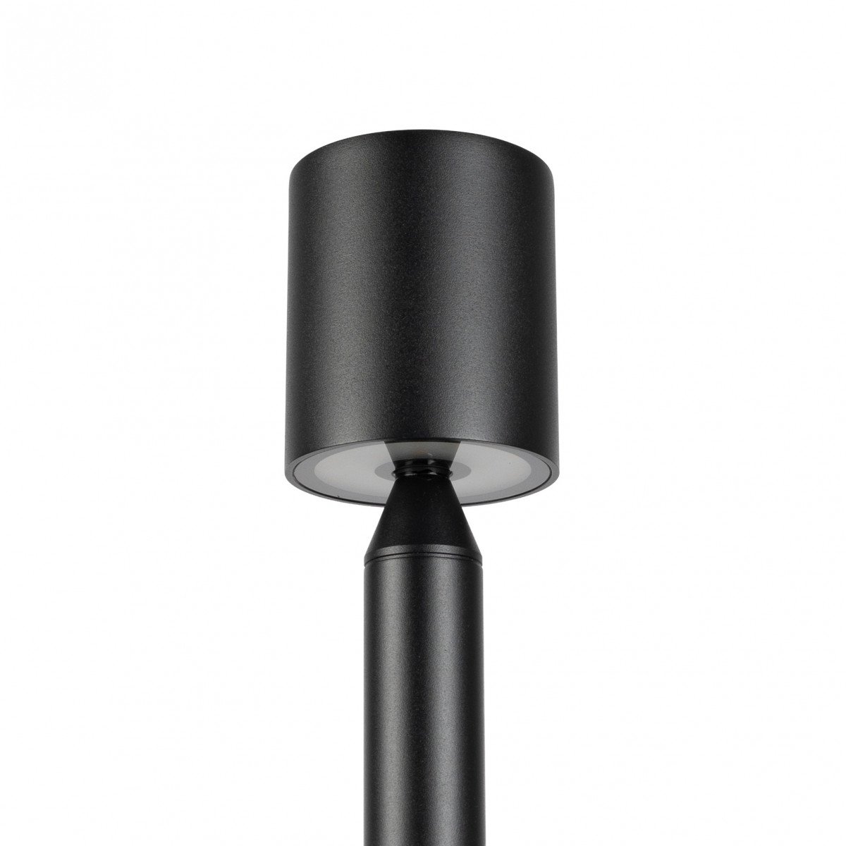 Lampe de jardin Issy noire small près des graminées ornementales avec lumière dirigée vers le bas