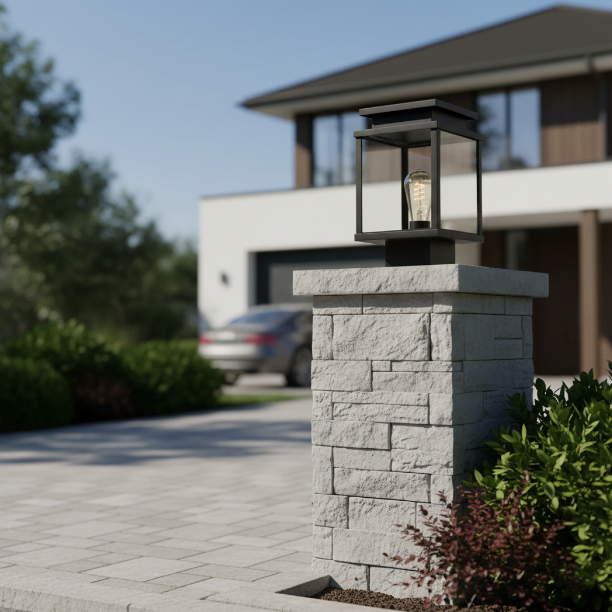 Lampe d’extérieur Leicester lampe de jardin aluminium noire 30 cm