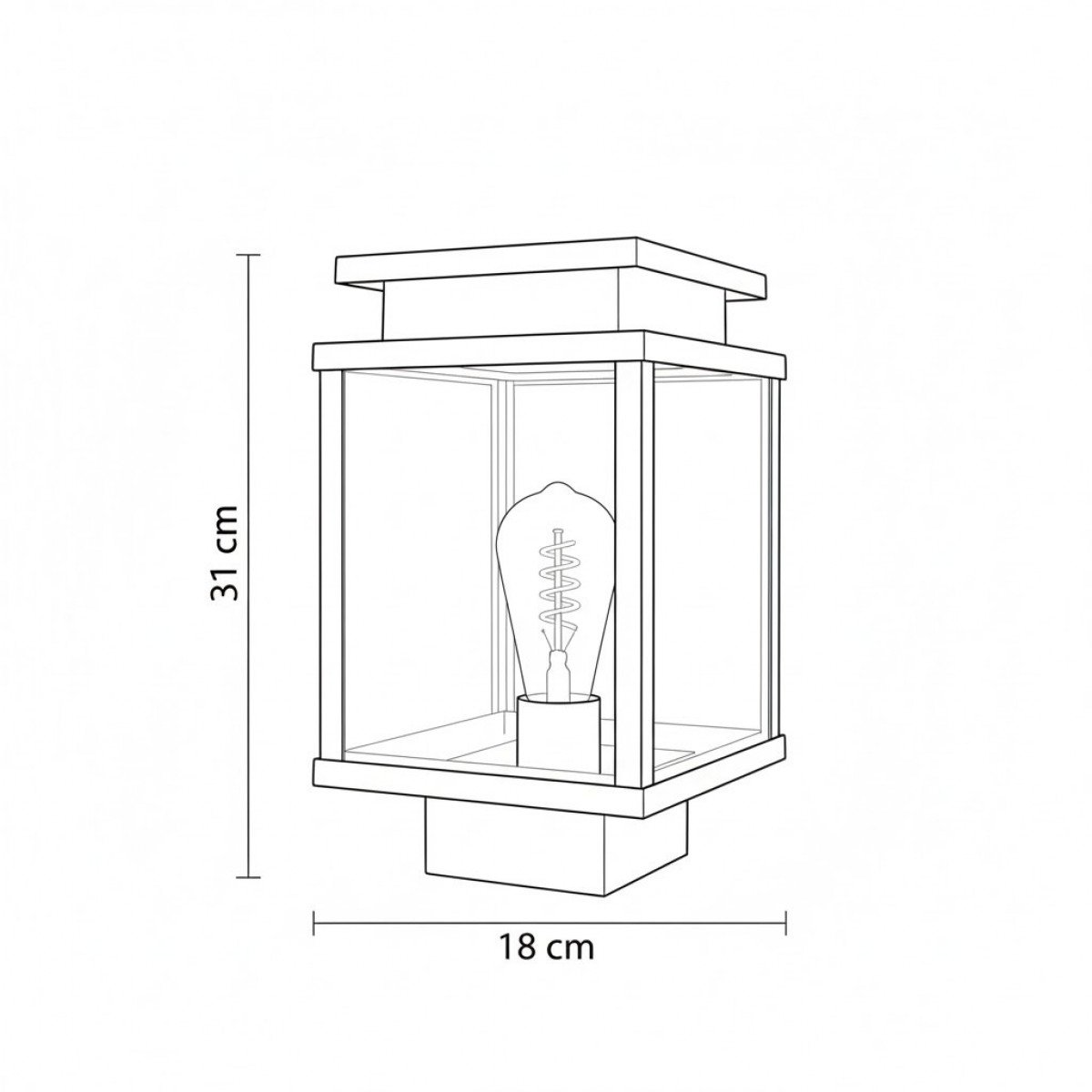 Lampe d’extérieur Leicester lampe de jardin aluminium noire 30 cm