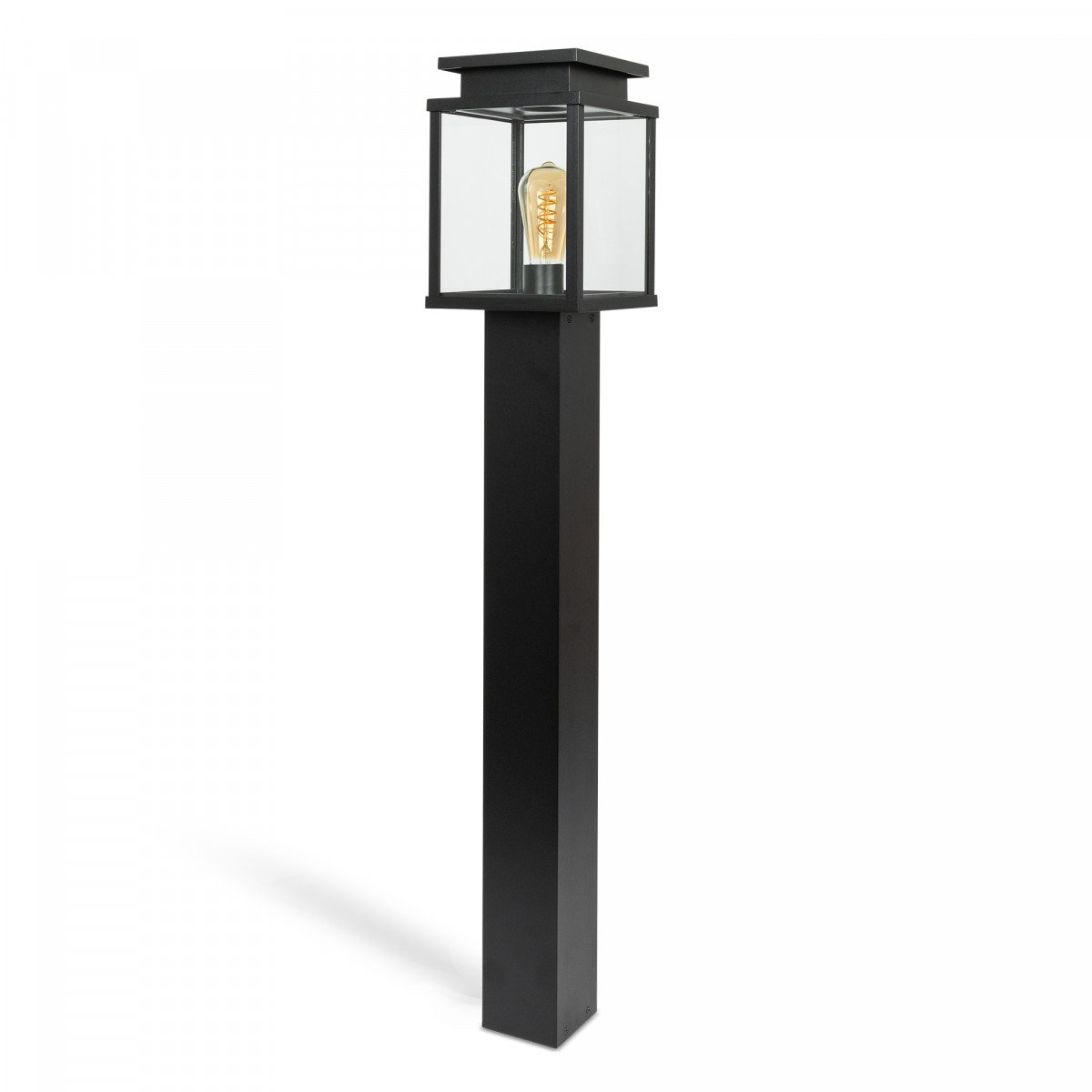 Luminaire d'extérieur Leicester borne lumineuse noire aluminium 100cm