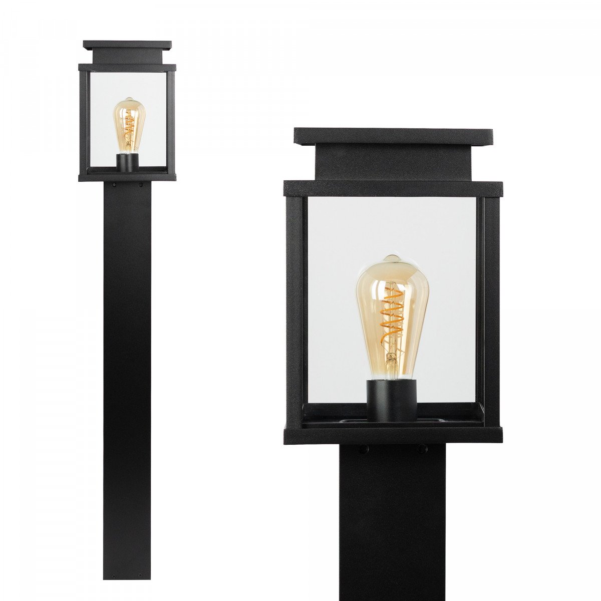 Luminaire d'extérieur Leicester borne lumineuse noire aluminium 100cm