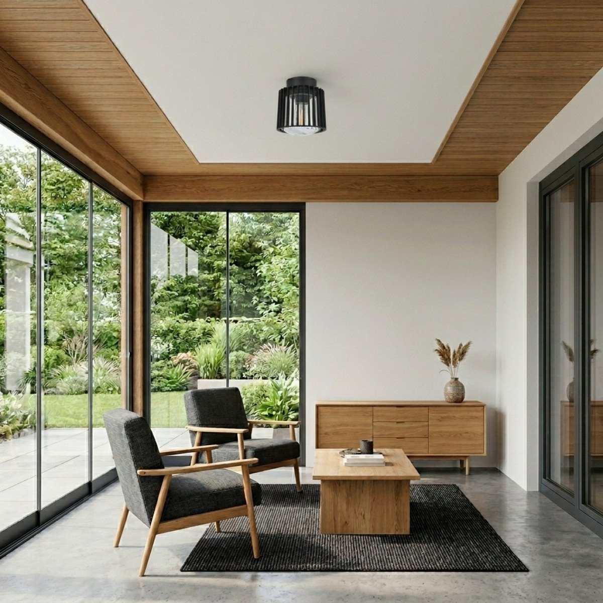 Lampe extérieure Corby plafonnier noir aluminium moderne