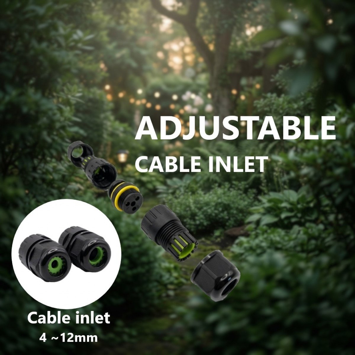 Connecteur de câble étanche et sûr IP86 noir