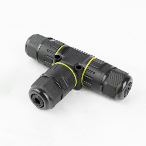 Connecteur de câble en T étanche et sûr IP86 noir
