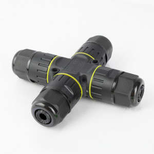 Connecteur de câble en X étanche et sûr IP86 noir