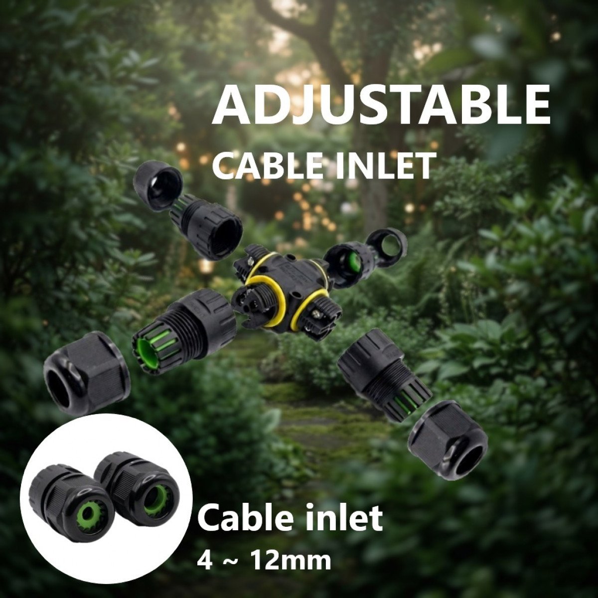 Connecteur de câble en X étanche et sûr IP86 noir