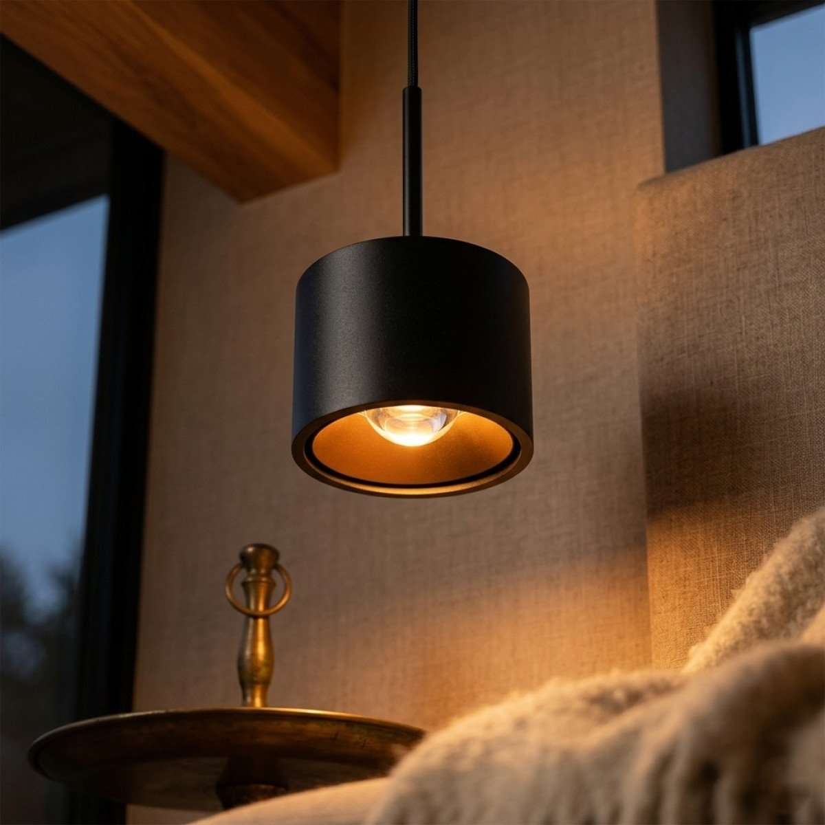 Lampe d’intérieur suspension June noire aluminium moderne