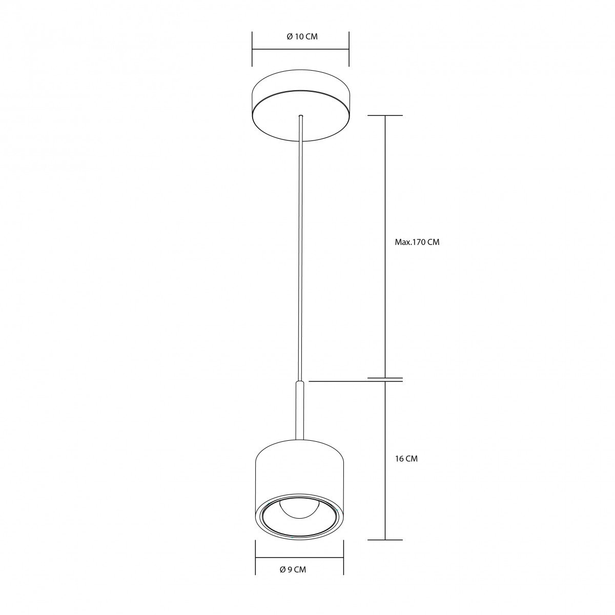 Lampe intérieure, lampe design, moderne, cylindrique, rond, épuré, subtil, lentille en verre, downlight, intemporel