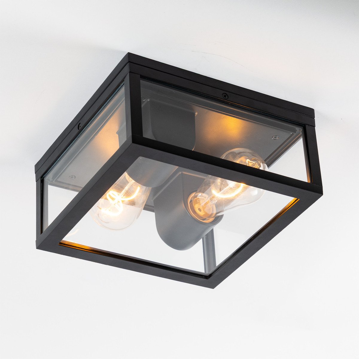 Lampe d'extérieur Timothy plafonnier noir en aluminium