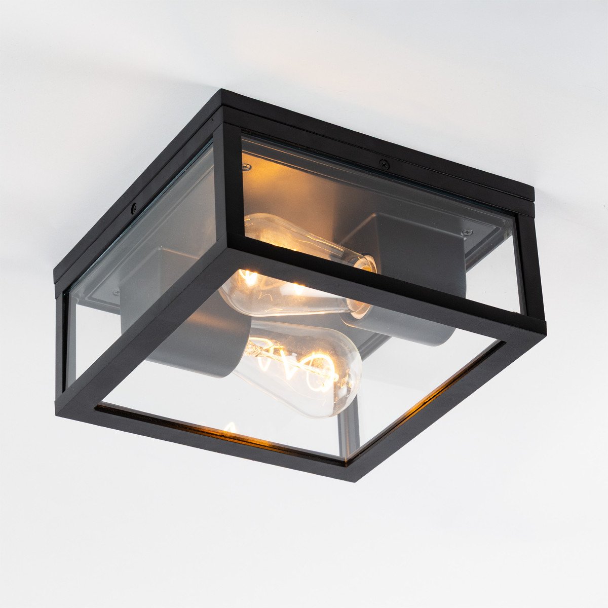Lampe d'extérieur Timothy plafonnier noir en aluminium