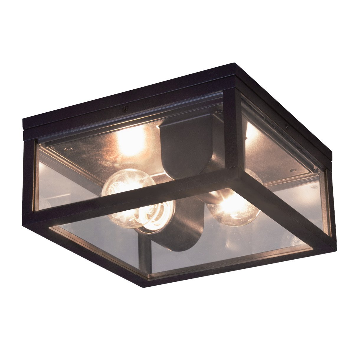 Lampe d'extérieur Timothy plafonnier noir en aluminium