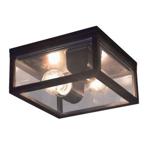 Lampe d'extérieur Timothy plafonnier noir en aluminium